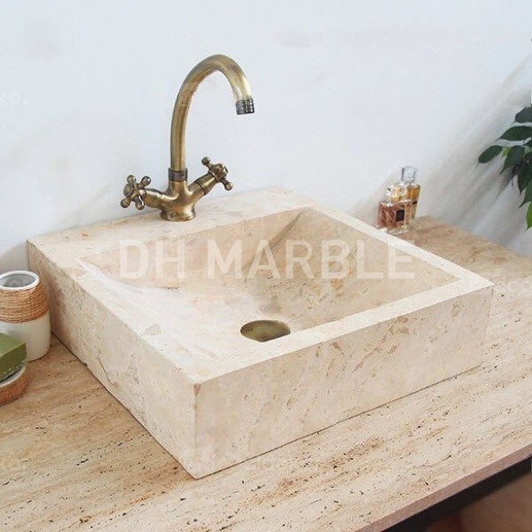 fosil-bej-kare-lavabo