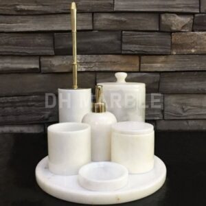 Mermer Banyo Takım Seti 6'lı Beyaz